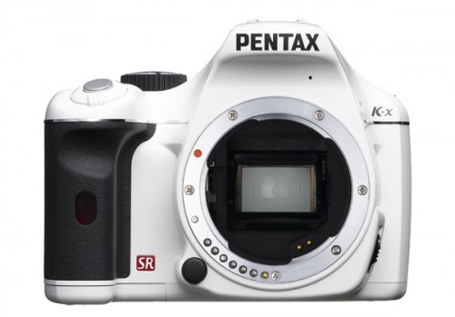 Pentax K-x body, white version. Photo courtesy of Pentax.